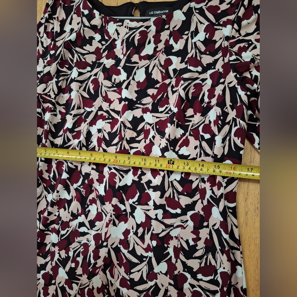 LIZ CLAIBORNE Elegant Floral Bell Sleeve Dress Sz. L - Picture 7 of 7